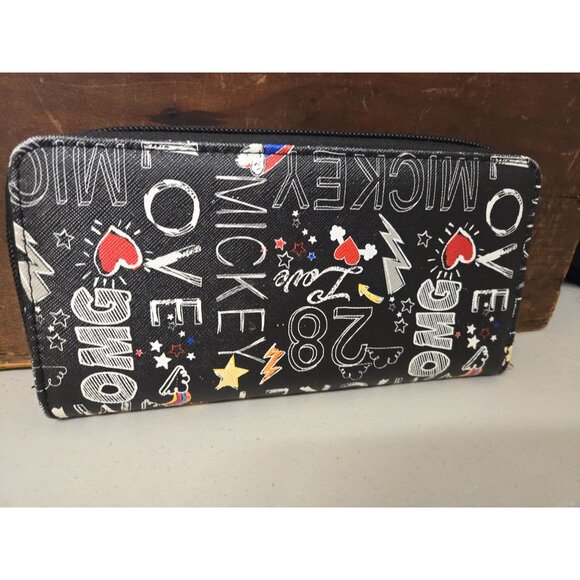 Disney Mickey Mouse Zip Around Wallet Love OMG Rainbow - Picture 2 of 6